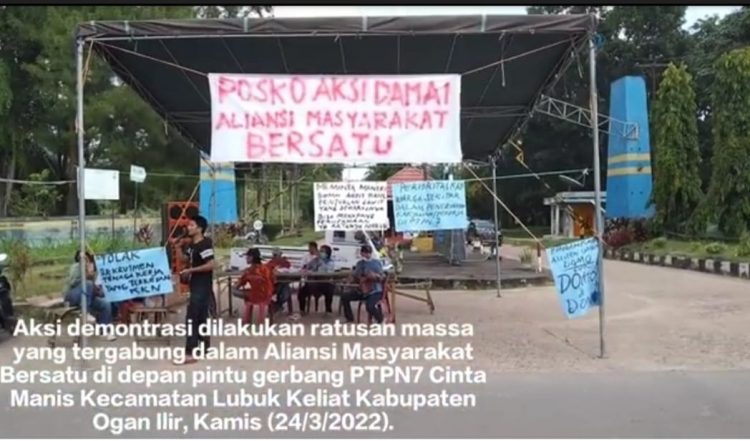 Aksi Damai Aliansi Masyarakat Bersatu di PTPN 7 Cinta Manis