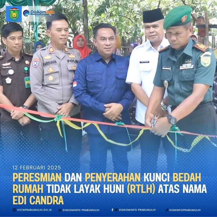 Pemkot Prabumulih Bersama Kodim 404/ME dan Koramil 404-02/Prabumulih, Serahkan Kunci Bedah Rumah Pada Warga GIB