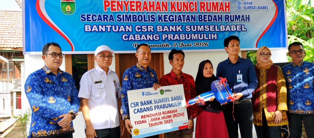 Sekda Prabumulih Hadiri Serah Terima Kunci dan Peresmian Rumah CSR Bedah Rumah Bank Sumsel Babel