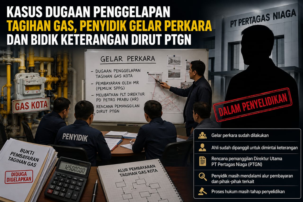 Penyelidikan Dugaan Penggelapan Tagihan Gas Kota PD Petro Prabu Berlanjut, Polisi Sudah Gelar Perkara